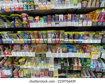 Grovetown, Ga USA - 05 18 22: Colorful Blunt Packages Retail Store Wall Front View