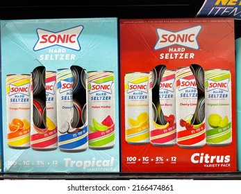 Grovetown, Ga USA - 06 03 22: Retail Store Shelf Sonic Hard Seltzer Tonic Alcohol