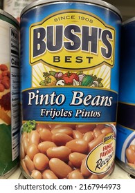 Grovetown, Ga USA - 06 07 22: Retail Grocery Store Bushs Canned Pinto Beans