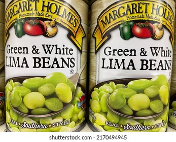 Grovetown, Ga USA - 06 07 22: Retail Store Margaret Holmes Canned Vegetables Green And White Lima Beans