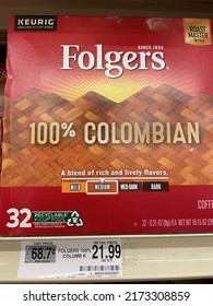 Grovetown, Ga USA - 06 10 22: Retail Store Folgers Colombia K Cup Coffee Price