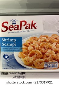 Grovetown, Ga USA - 06 10 22: Retail Store Frozen Food SeaPak Shrimp Scampi