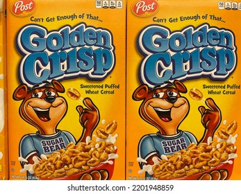Grovetown, Ga USA - 06 15 22: Retail Grocery Store Post Golden Crisp Cereal