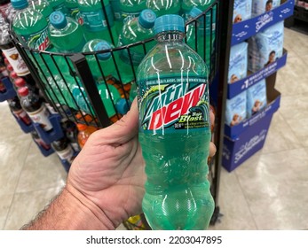 Grovetown, Ga USA - 06 17 22: Retail Grocery Store Mountain Dew Soda Baja Blast