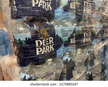 Grovetown, Ga USA - 06 21 22: Retail Store Deer Park 24 Pack Water Delivery Wrapped Pallet