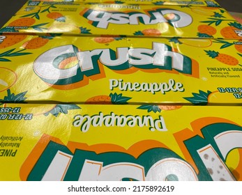 Grovetown, Ga USA - 06 21 22: Retail Store Crush 12 Pack Pineapple Soda