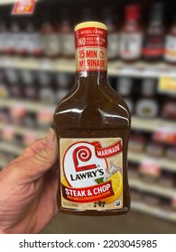 Grovetown, Ga USA - 08 24 22: Retail Grocery Store Lawrys Marinade Sauce Steak And Chop