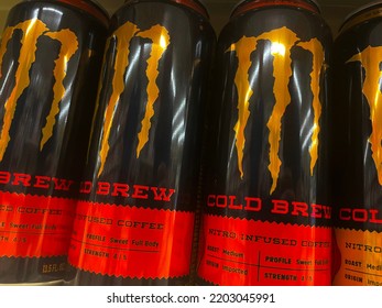 Grovetown, Ga USA - 08 24 22: Retail Grocery Store Monster Energy Drink Cold Brew