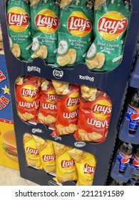 Grovetown, Ga USA - 09 07 22: Retail Grocery Store Lays Variety Chip Display