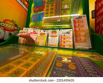 Grovetown, Ga USA - 09 09 22: Retail Grocery Store Georgia Lottery Ticket Booth