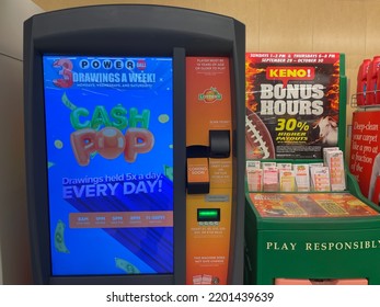 Grovetown, Ga USA - 09 09 22: Retail Grocery Store Georgia Lottery Ticket Machine