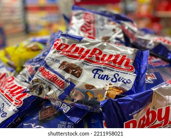 Grovetown, Ga USA - 10 08 22: Grocery Store Babyruth Bags Candy Bars Display Pile