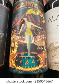 Grovetown, Ga USA - 12 15 21: Wine On A Retail Store Shelf Freakshow 2019 Zinfandel