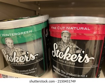 GROVETOWN, UNITED STATES - Feb 16, 2022: Grovetown, Ga USA - 03 20 22: Smokeless tobacco products on a retail store shelf Stokers