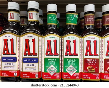 GROVETOWN, UNITED STATES - May 05, 2022: Grovetown, Ga USA - 03 15 22: Retail Store A1 Steak Sauce Variety