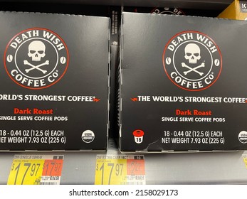 GROVETOWN, UNITED STATES - May 09, 2022: Columbia County, Ga USA - 04 22 22: Death Wish Coffee Company K Cups