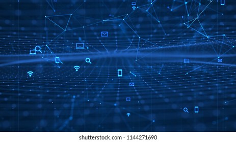 Growing Global Network And Data Connections Concept.Scientific Technology Data Network Surrounding Global Connectivity.