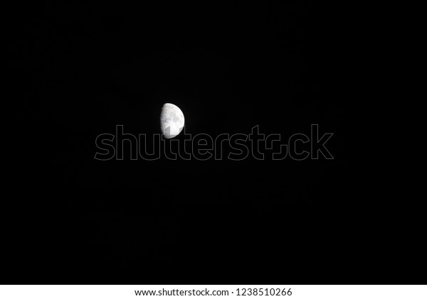 Growing
moon  black sky, mystical sky background at
night