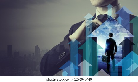 Growth of business concept. Challenge of businessperson. - Shutterstock ID 1296947449