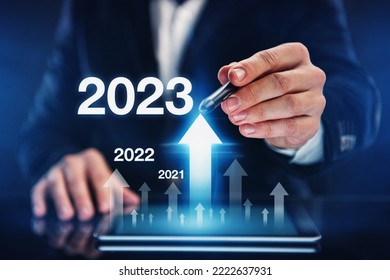 growth of economic indicators in 2023. Concept of business development in the new year - Shutterstock ID 2222637931
