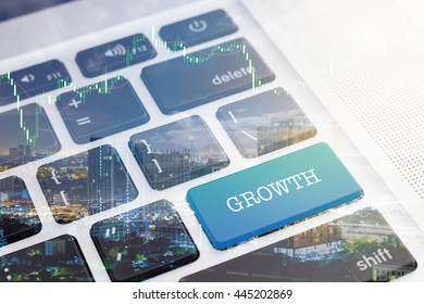 GROWTH : Green button keyboard computer