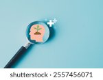 Growth Mindset and Positive Thinking Concept.,Magnifying glass focus on positive mindset icon icon meaning for Emotional Well-Being, Success Inspiration, Mindfulness Practice,Self-Improvement.