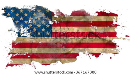 Grunge american flag isolated on white background