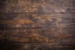 Grunge Background Of Old Brown Wooden Plank. Horizontal Stripes