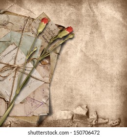  Grunge background with stack of old letters