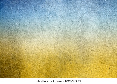 Grunge Cement Wall Color Blue Yellow :can Be Used As Background