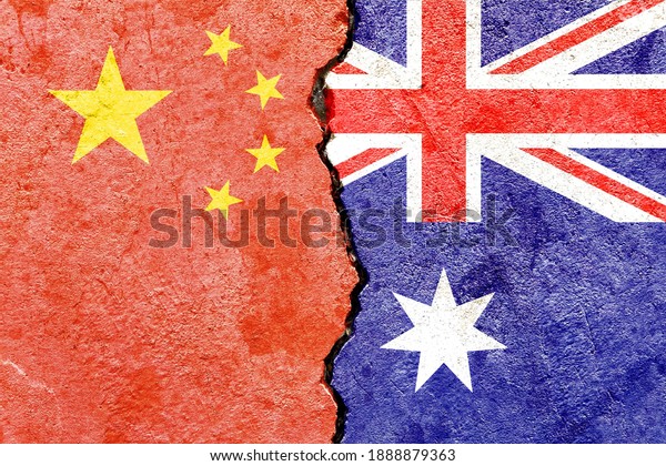 Grunge China VS Australia national flags icon\
isolated on broken weathered cracked wall background, abstract\
China Australia politics relationship friendship conflicts concept\
texture wallpaper