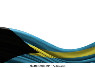 Grunge colorful flag Bahamas with copyspace for your text or images,isolated on white background. Close up, fluttering downwind.
