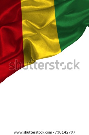 Grunge colorful flag Guinea with copyspace for your text or images,isolated on white background. Close up, fluttering downwind.