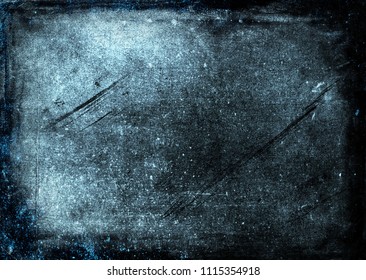 Grunge dark blue scratched background, scary horror distressed texture