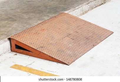 Grunge Diamond Steel Plate Ramp In Car Garage