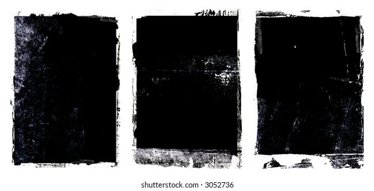 Grunge and dirty white trio borders. - Shutterstock ID 3052736