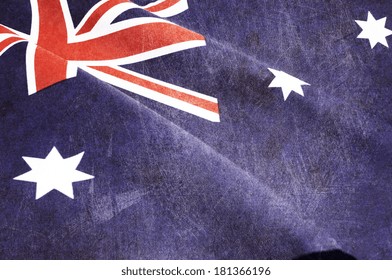 Grunge Distressed Aged Old Australian Flag For Australia Day, Anzac Day, 70th Anniversary WWII, Or 100th Anniversary Gallipoli And Start Of WWI Events.