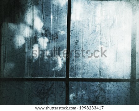 with grunge effect clouds seen from transparent roof tiles from inside a house in the village of Cibinong Indonesia