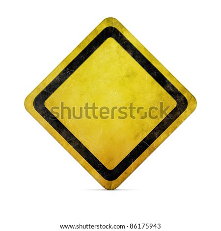 Grunge empty road sign with clipping path