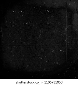 Grunge Film Negative Background, Black Scratched Texture