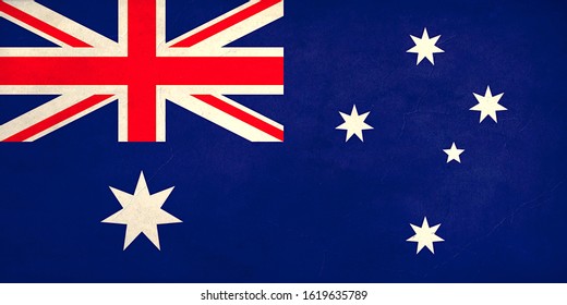 Grunge Flag of Australia, Australia flag pattern on the concrete wall ,  flag of Australia banner on scratched vintage texture, retro effect , Background for design in country flag