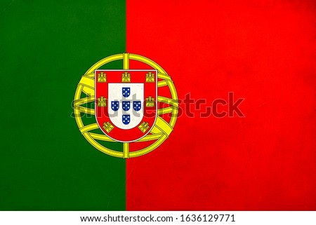 Grunge Flag of Portugal , Portugal flag pattern on the concrete wall, flag of Portugal banner on scratched vintage texture, retro effect , Background for design in country flag