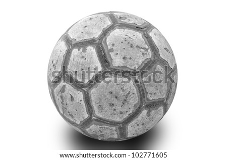 Grunge football or soccer ball on white background with clipping path