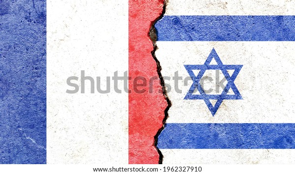 Grunge France VS Israel national flags icon\
pattern isolated on broken cracked wall background, abstract\
international political relationship friendship divided conflicts\
concept texture\
wallpaper