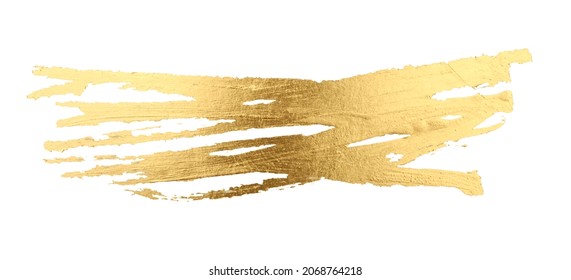 Grunge Gold And Bronze Glitter Color Smear Painting On White. Abstract Glow Shiny Background. 