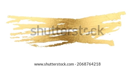 Grunge Gold and bronze glitter color smear painting on white. Abstract glow shiny background. 