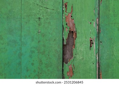 Grunge green wooden door with holes. Abstract hole of wooden door. Because it was eaten by termites. For graphic design or banner background - Powered by Shutterstock