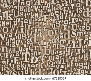 Grunge And Gritty Background Texture Made Of Old Printed Letters.