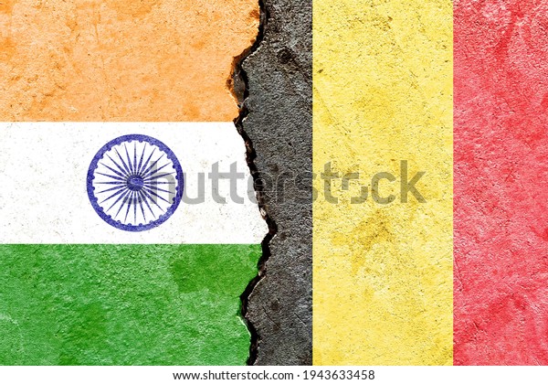 Grunge India VS Belgium national flags icon\
pattern isolated on broken cracked wall background, abstract\
international political relationship friendship divided conflicts\
concept texture\
wallpaper