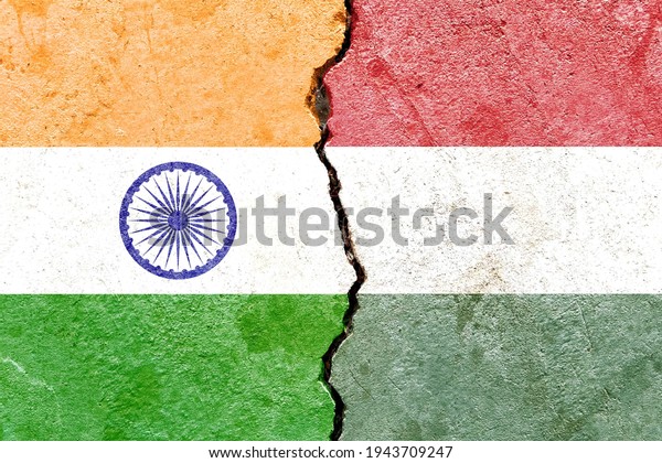 Grunge India VS Hungary national flags icon\
pattern isolated on broken cracked wall background, abstract\
international political relationship friendship divided conflicts\
concept texture\
wallpaper